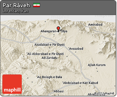 Shaded Relief 3D Map of Par Rāveh
