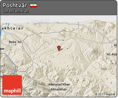 Shaded Relief 3D Map of Poshtvār