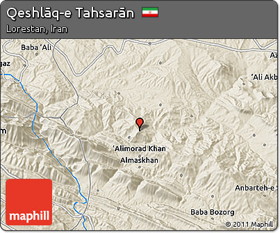 Shaded Relief 3D Map of Qeshlāq-e Tahsarān
