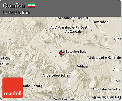 Shaded Relief 3D Map of Qomīsh