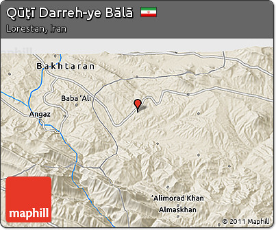 Shaded Relief 3D Map of Qūţī Darreh-ye Bālā