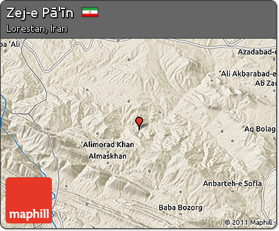 Shaded Relief 3D Map of Zej-e Pā'īn