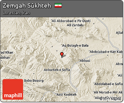 Shaded Relief 3D Map of Zemgah Sūkhteh