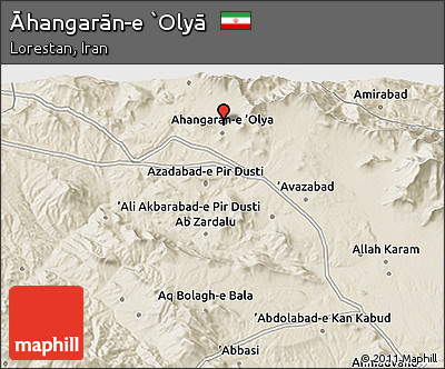 Shaded Relief 3D Map of Āhangarān-e `Olyā