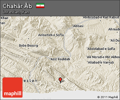 Shaded Relief 3D Map of Chahār Āb