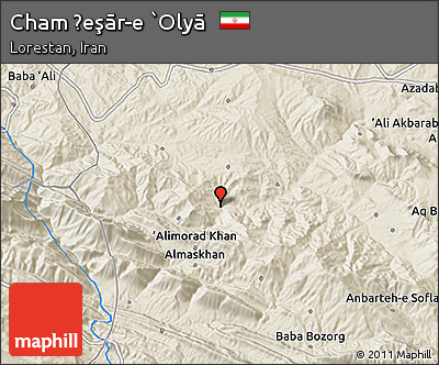Shaded Relief 3D Map of Cham Ḩeşār-e `Olyā