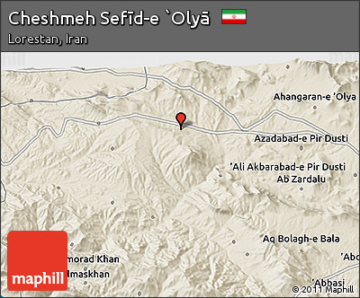 Shaded Relief 3D Map of Cheshmeh Sefīd-e `Olyā