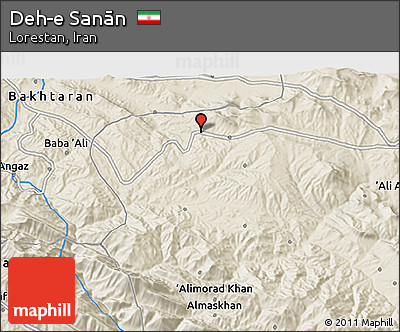 Shaded Relief 3D Map of Deh-e Sanān