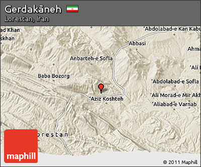 Shaded Relief 3D Map of Gerdakāneh