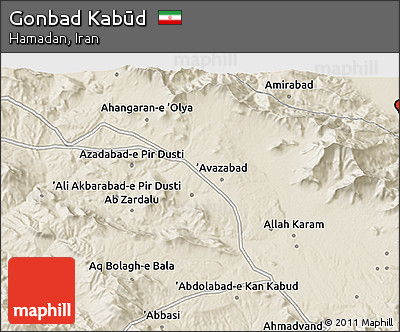 Shaded Relief 3D Map of Gonbad Kabūd