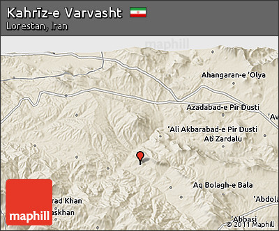 Shaded Relief 3D Map of Kahrīz-e Varvasht