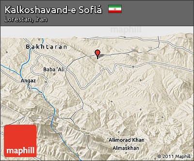 Shaded Relief 3D Map of Kalkoshavand-e Soflá