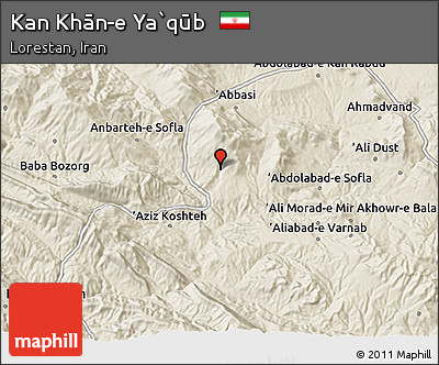 Shaded Relief 3D Map of Kan Khān-e Ya`qūb