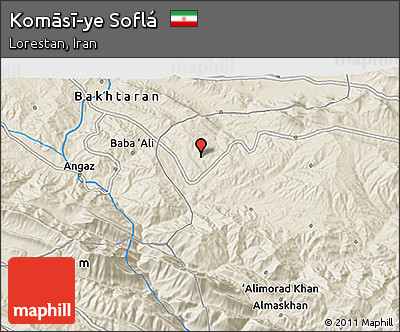 Shaded Relief 3D Map of Komāsī-ye Soflá