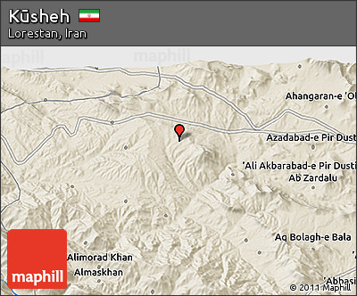 Shaded Relief 3D Map of Kūsheh