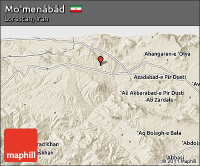 Shaded Relief 3D Map of Mo'menābād