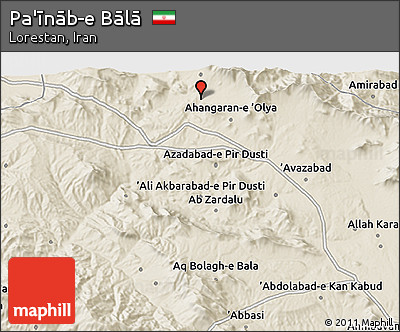Shaded Relief 3D Map of Pa'īnāb-e Bālā