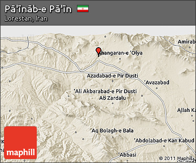 Shaded Relief 3D Map of Pā'īnāb-e Pā'īn