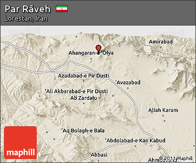 Shaded Relief 3D Map of Par Rāveh