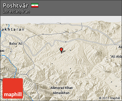 Shaded Relief 3D Map of Poshtvār