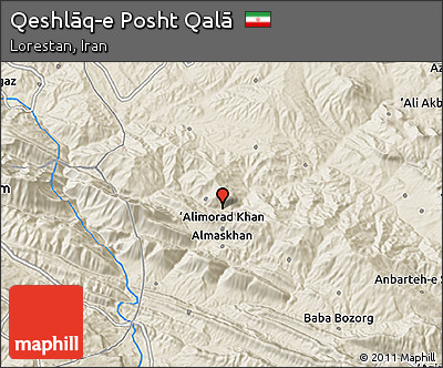 Shaded Relief 3D Map of Qeshlāq-e Posht Qalā
