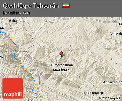 Shaded Relief 3D Map of Qeshlāq-e Tahsarān
