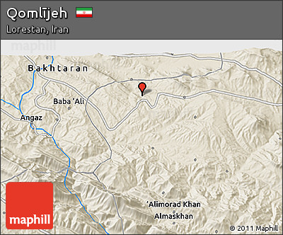 Shaded Relief 3D Map of Qomlījeh