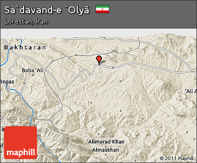 Shaded Relief 3D Map of Sa`davand-e `Olyā