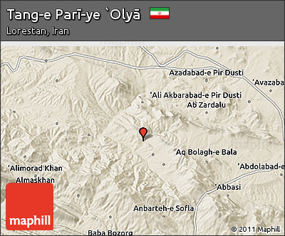 Shaded Relief 3D Map of Tang-e Parī-ye `Olyā
