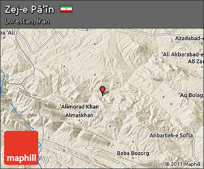 Shaded Relief 3D Map of Zej-e Pā'īn