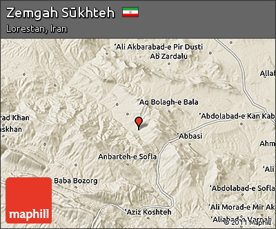 Shaded Relief 3D Map of Zemgah Sūkhteh