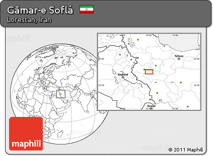 Blank Location Map of Gāmar-e Soflá