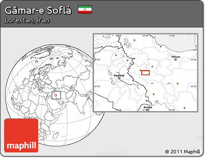 Blank Location Map of Gāmar-e Soflá