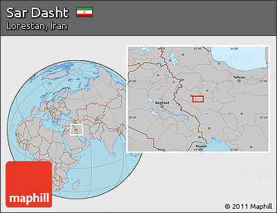 Gray Location Map of Sar Dasht