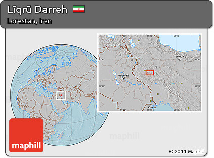 Gray Location Map of Līqrū Darreh, hill shading