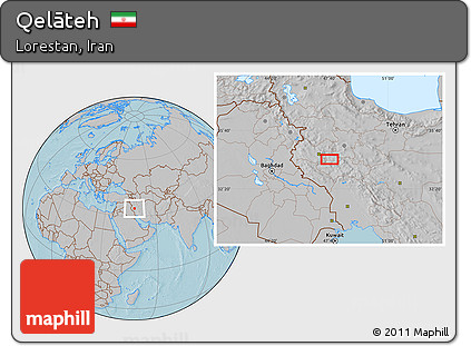 Gray Location Map of Qelāteh, hill shading