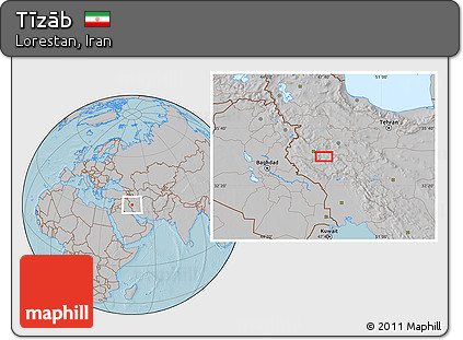 Gray Location Map of Tīzāb, hill shading