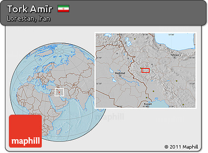 Gray Location Map of Tork Amīr, hill shading