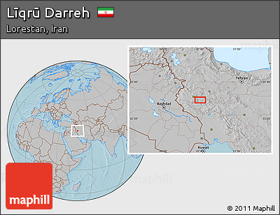 Gray Location Map of Līqrū Darreh, hill shading