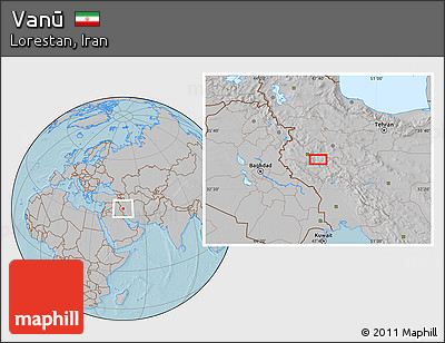 Gray Location Map of Vanū, hill shading