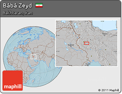 Gray Location Map of Bābā Zeyd, hill shading