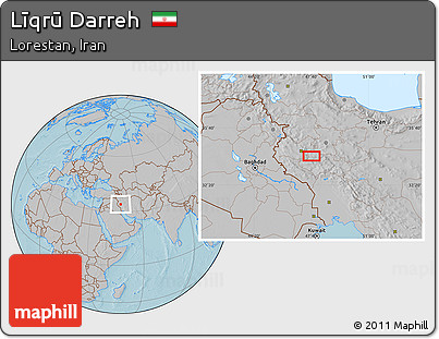 Gray Location Map of Līqrū Darreh, hill shading