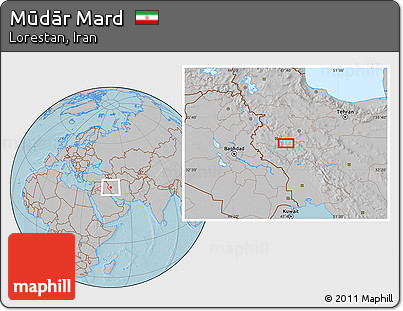 Gray Location Map of Mūdār Mard, hill shading