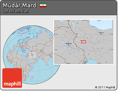 Gray Location Map of Mūdār Mard