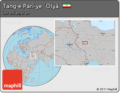 Gray Location Map of Tang-e Parī-ye `Olyā