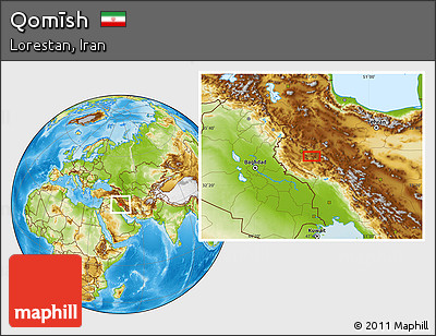 Physical Location Map of Qomīsh