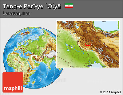 Physical Location Map of Tang-e Parī-ye `Olyā