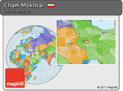 Political Location Map of Cham Mokhtār
