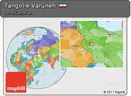 Political Location Map of Tangol-e Varūneh