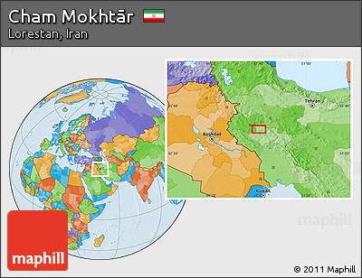 Political Location Map of Cham Mokhtār